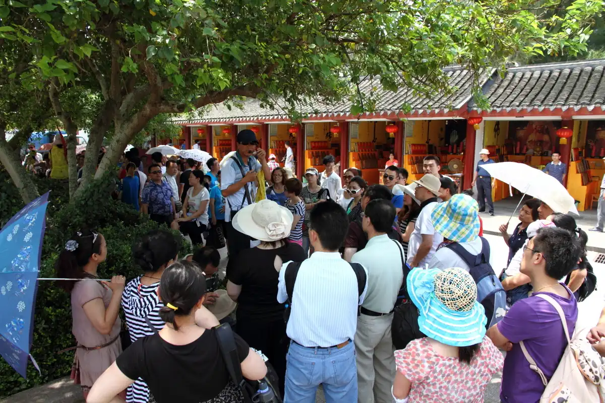 tour guide explaining tourists